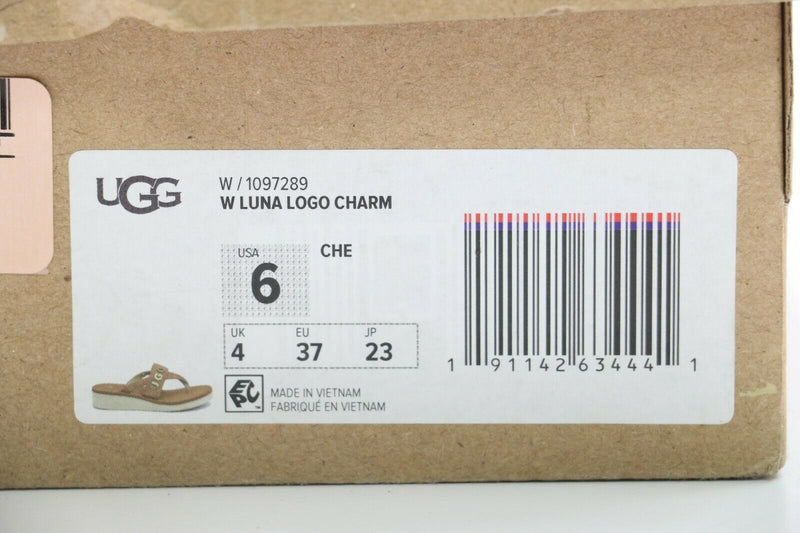 Ugg: Australia Woman's Size 6 US & 39 EU Luna Logo With Charm Sandal - Brown