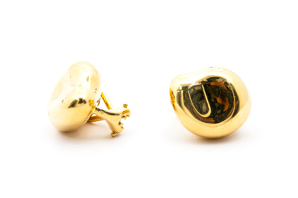 Tiffany & Co Elsa Peretti Large Bean Clip On 18K 750 Yellow Gold Pair Earrings