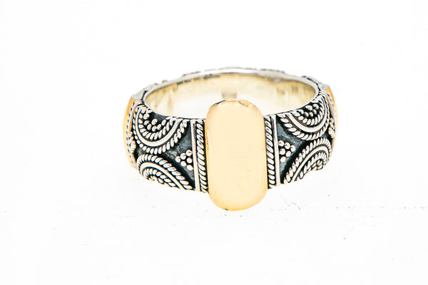 BA Suarti Indonesian 925 Sterling Silver & 18K 750 Yellow Gold Rope Band Size 8