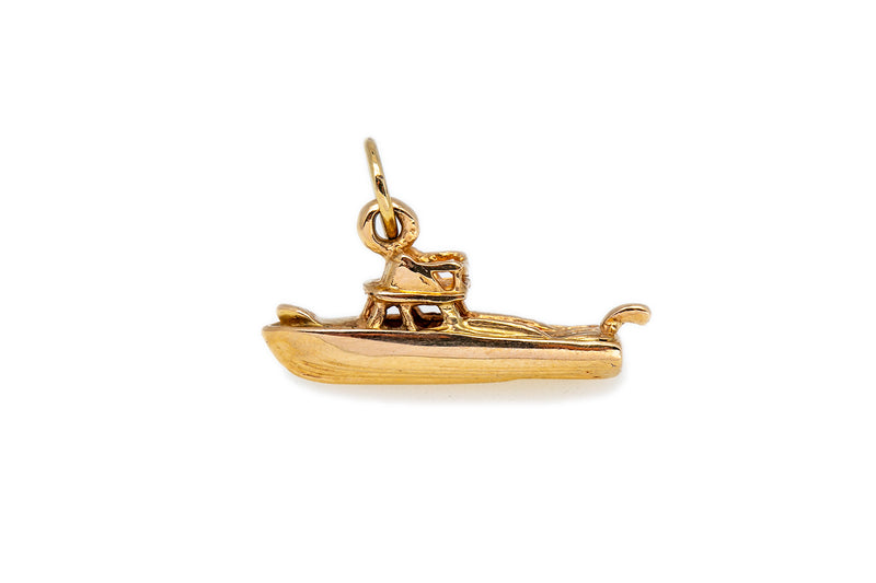 Nautical Speed Boat 14k 585 Yellow Gold Charm Pendant