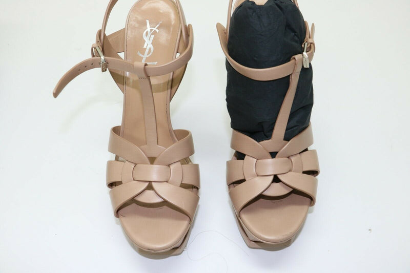 Yves Saint Laurent: Calfskin - Tribute105 Platform Sandals Sz:40+ - Rose Antic