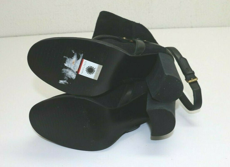 UGG Dandridge Black Suede High Heel Harness Wrap Boots Size 10