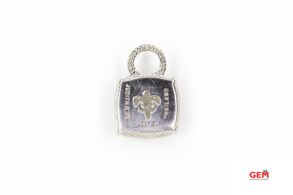 Judith Ripka Square Cubic Zirconia Cable Charm 925 Sterling Silver JR Pendant