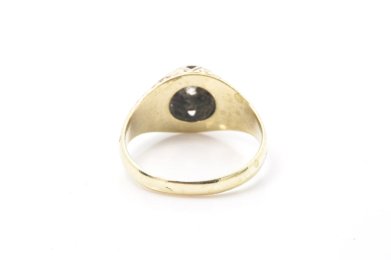 Edwardian Mens Diamond Pinky Solitaire Ring 14k 585 Yellow Gold Size 5.5