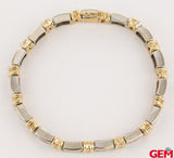 Tanzanite & Diamond White Yellow Gold 14k 585 Tennis Row Station Bracelet 7"