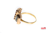 Retro 14k 585 Rose Gold Ruby Diamond Ring Size 7.5 Scroll Design