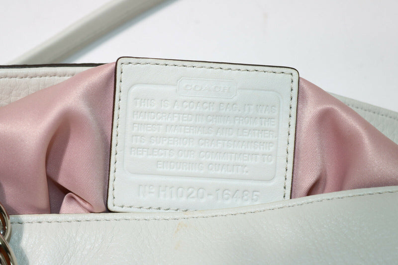 Coach N H1020-16485 White Genuine Pebbled Leather Satchel
