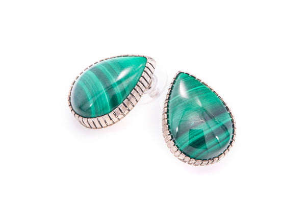 Sherry Sandoval Native American Malachite Stud Earrings Sterling Silver 925