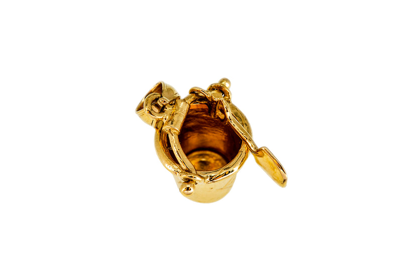 QVC Dazzlers DZ Beach Pail & Shovel Charm 14K 585 Yellow Gold Bucket Pendant