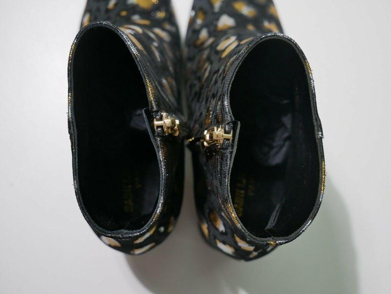 Saint Laurent YSL Loulou Metallic Leopard Jacquard Ankle Boots Eur Sz 39 US Sz 9