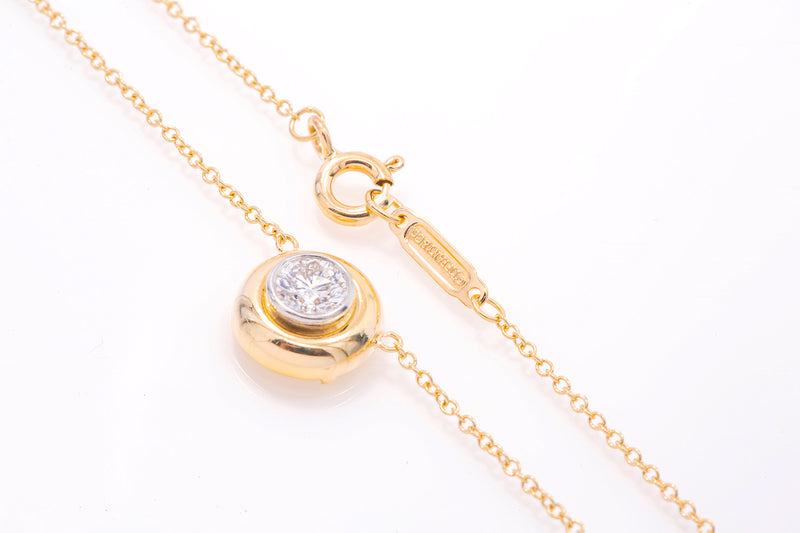 Tiffany & Co Diamond Station Necklace Pendant Chain 18k 750 Yellow Gold