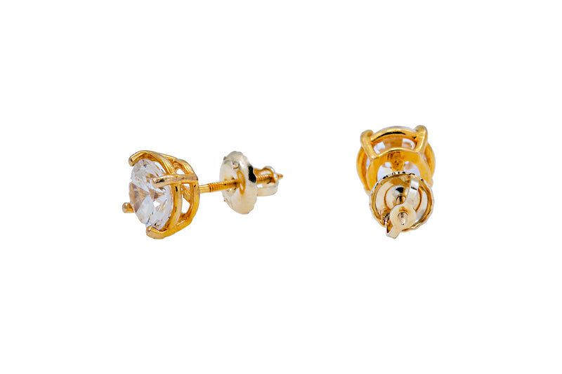Cubic Zirconia 6mm Studs 10K 417 Yellow Gold CZ Pair of Earrings