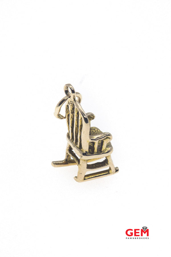 Grandma Family Rocking Lullaby Chair Charm 10K 417 Yellow Gold Pendant