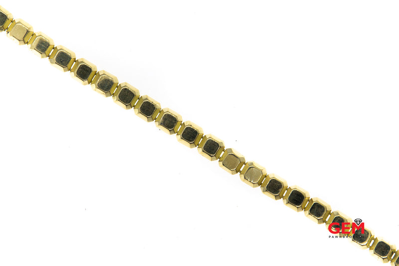 Carelle Designer 4.2mm Cube link Solid 18K 750 Yellow Gold 6.9" Bracelet