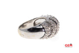 Diamond Cluster Domed Wave 14K 585 White Gold Cocktail Ring Size 7 1/4