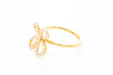 Diamond Ribbon Butterfly Cocktail Ring 18k 750 Yellow Gold Size 7