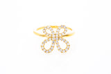 Diamond Ribbon Butterfly Cocktail Ring 18k 750 Yellow Gold Size 7