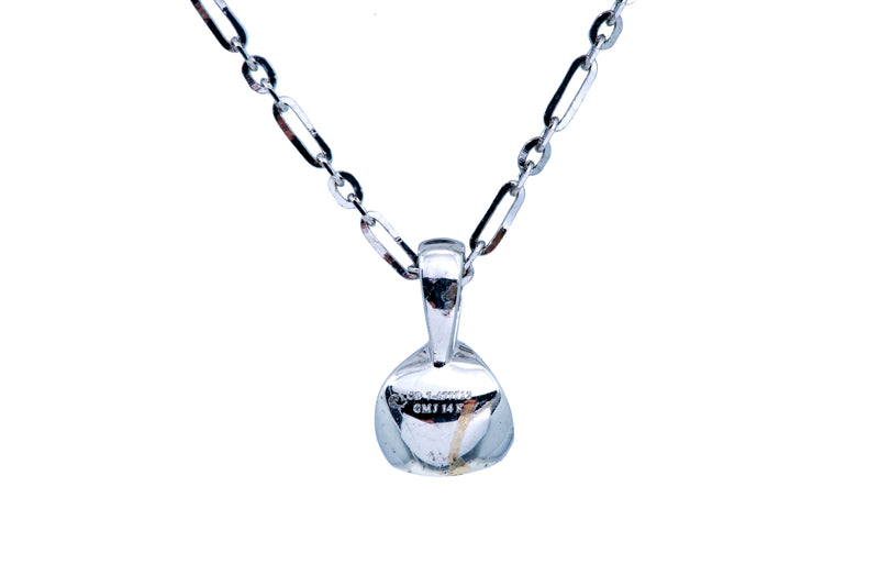 Solitaire Certified Diamond Drop Pendant 14K 585 White Gold 20" Necklace & Charm