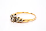 Antique Edwardian Diamond Solitaire Wedding Ring 14k 585 Yellow White Gold