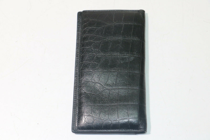 Saint Laurent Paris Continental Embossed Croc-Style Wallet - Black