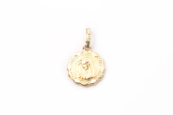 Religious Virgin Mary 14k 585 Yellow Gold Mini Charm Pendant