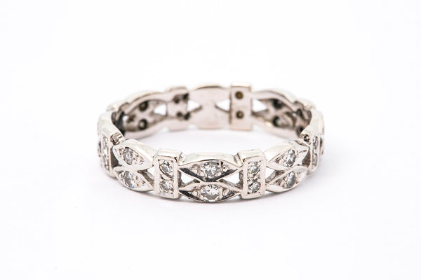 Antique Art Deco Diamond Eternity Band 14k 585 White Gold Ring Size 10.5