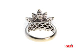Diamond Flower Cocktail 18K 750 White Gold Cluster Star Ring Size 7
