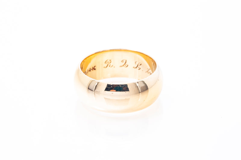 Vintage Premesco 14k Plum 585 Inscribed 1962 Wide Domed Wedding Band Ring Size 6.5