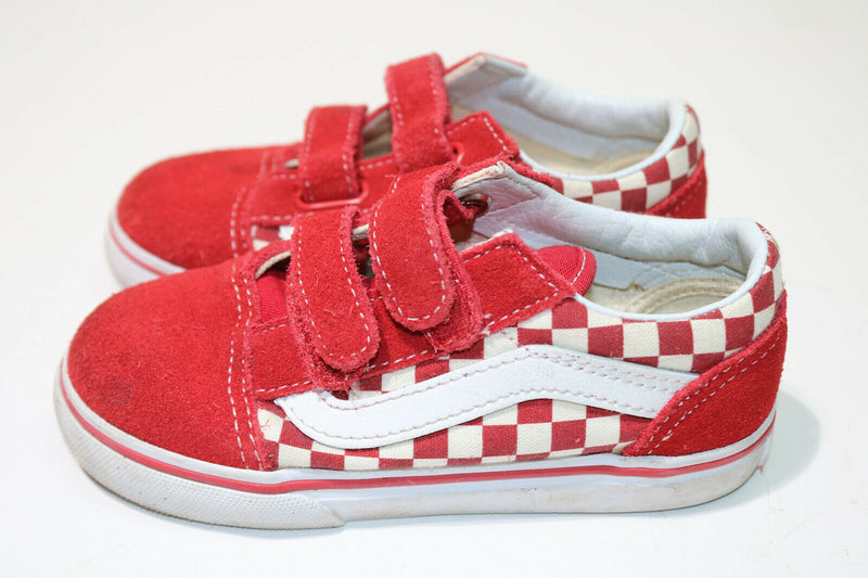 Vans Toddler Primary Check Old Skool V Red/White Size 9.5T(Toddlers)