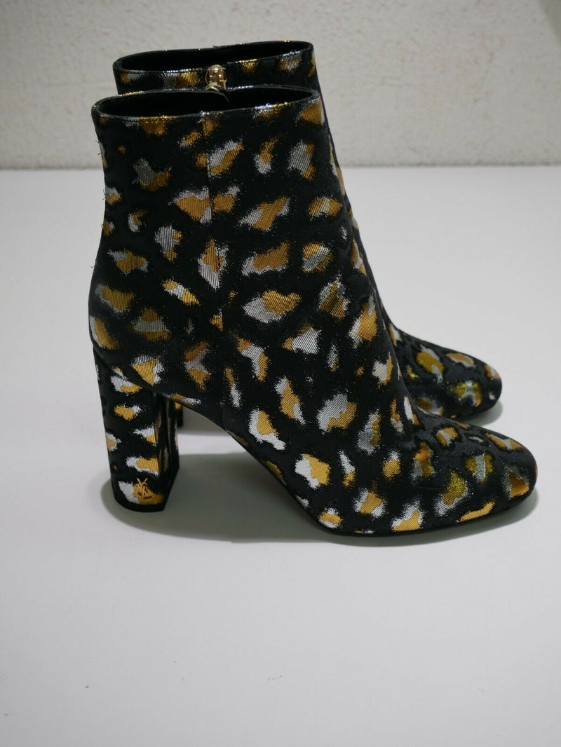 Saint Laurent YSL Loulou Metallic Leopard Jacquard Ankle Boots Eur Sz 39 US Sz 9