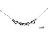 Convertible Heart Collapsible 14k Sapphire Diamond Necklace 585 Solid White Gold