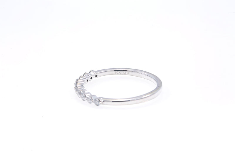 Shared Prong White Diamond 10k 417 White Gold Wedding Band Ring Size 7