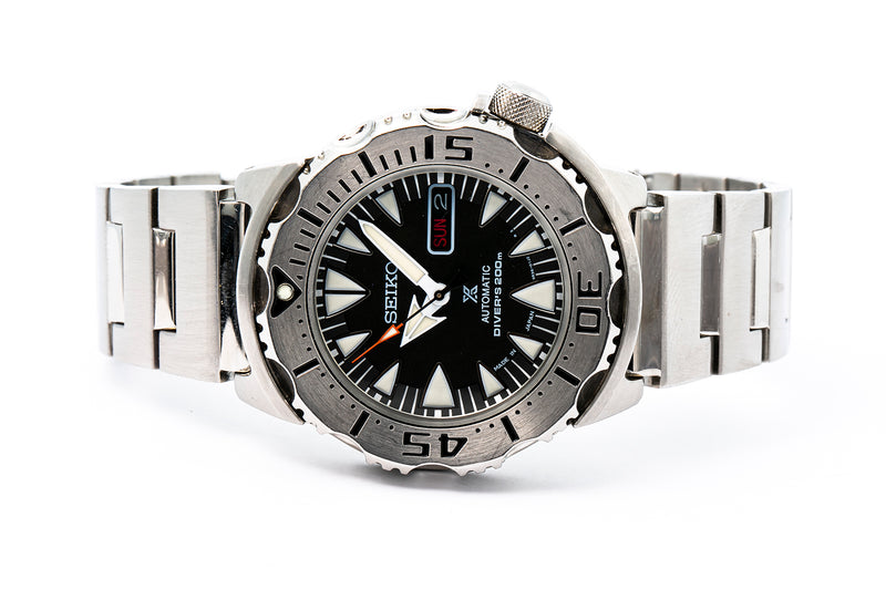 Seiko Black Monster Diver 4R36-01J0 44mm Automatic Watch