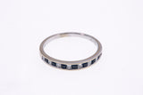 Shane Co 3mm Diamond & Sapphire Half Eternity Band 14K 585 White Gold Ring Sz 7