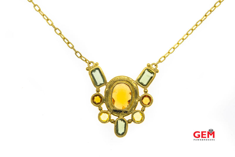 Gurhan Natural Citrine & Green Amethyst Chain 22K 916 Yellow Gold Necklace 18"