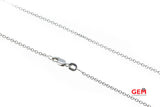 Natural Pear & Round Diamond Halo Accent Drop Charm 1.5mm Chain Link 14K 585 White Gold 19" Necklace & Pendant