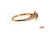 Round Cognac Chocolate Diamond & Clear Halo Cluster 14K 585 Rose Gold Engagement Ring Size 5 1/2