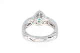 Natural Emerald Diamond Cocktail Ring 18k 750 White Gold Size 7 BDL