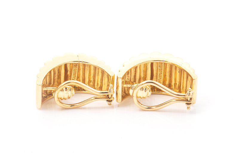 Vintage Tiffany & Co 18k 750 Yellow Gold Shrimp Rigid Clip-On Earrings