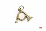 Musical Instrument Post Horn Drop Charm 14K 585 Yellow Gold Music Pendant