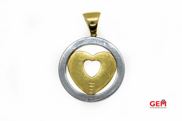 Bvlgari Bulgari Heart Circle Charm Stainless Steel & 18K 750 Yellow Gold Pendant