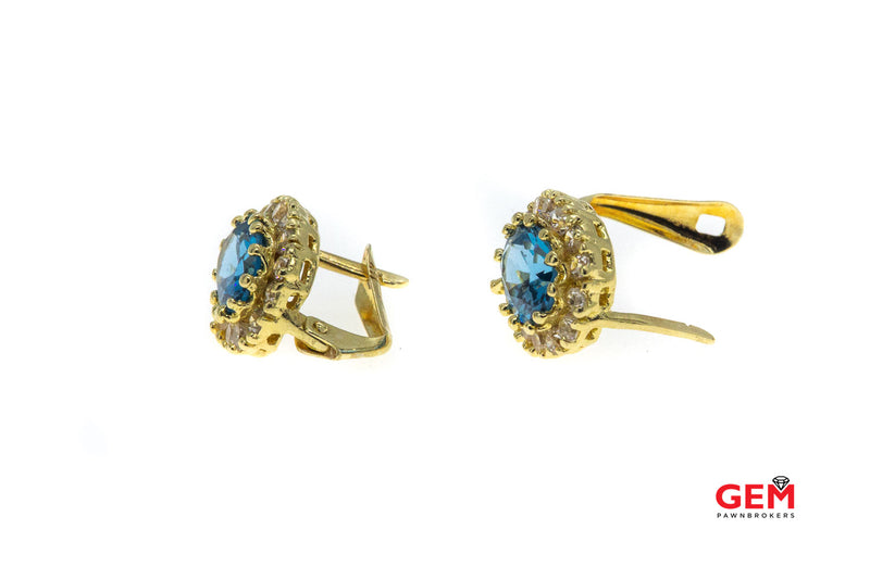 Topaz & Cubic Zirconia 14k 585 Yellow Gold Earrings