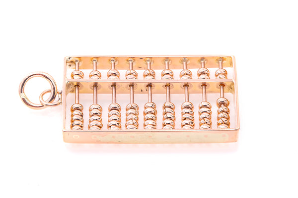 Vintage Abacus Mathematics Calculator Solid 14k 585 Yellow Gold Charm Pendant