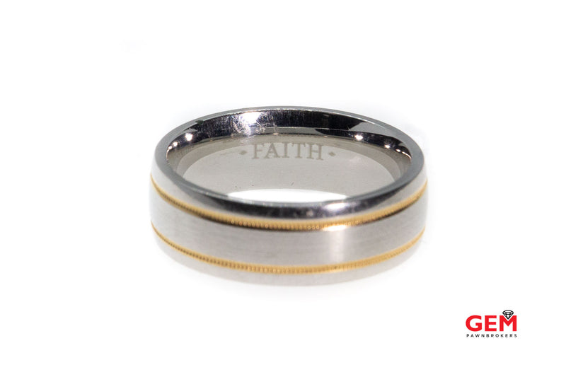 Scott Kay Cobalt & 14K Gold Milgrain Wedding Band Ring Size 8.5
