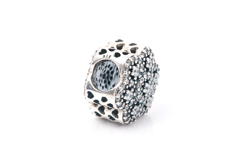 Pandora Sterling Silver Crystalized Floral ALE S925 Charm Pendant