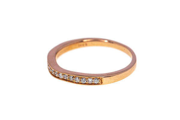 Half Eternity Diamond Line Milgrain Accent Band 14K 585 Rose Gold Ring Size 8