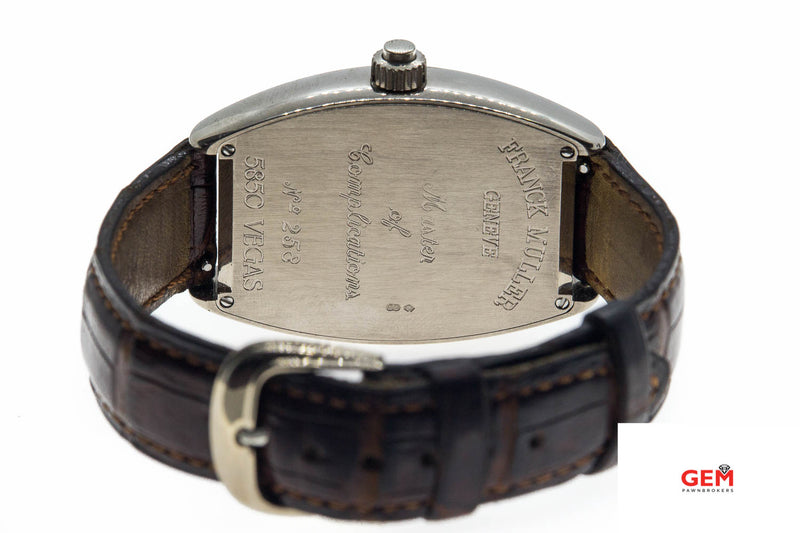 Franck Muller Cintree Curvex Vegas 32mm 18K 750 White Gold Tonneau Watch