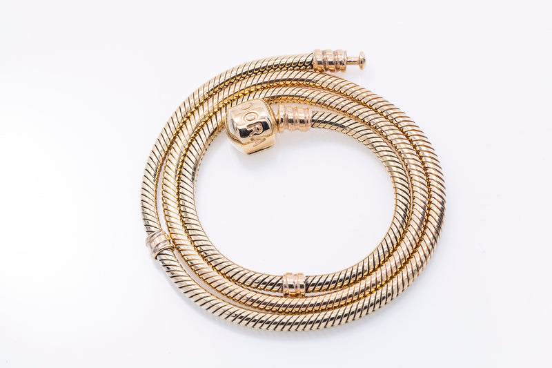 Pandora Moments Snake Chain Necklace 14k 585 Yellow Gold MSRP $4194
