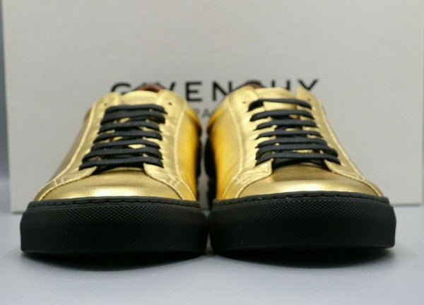 Givenchy Men's Gold and Black Leather Urban Street Logo Sneaker Size 10/43