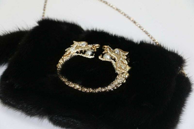 Gucci & Tom Ford: Dragon Pearl Jeweled - Mink Fur - Purse Clutch - BLACK